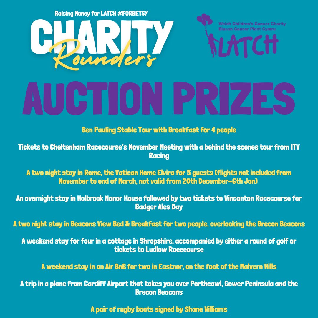 Please take a look at the list of our auction prizes ahead of Saturday’s Rounders Day 🏏

If you can’t attend but have seen something you would like to buy please direct message me and we can arrange to ring you at the time of the auction #ForBetsy