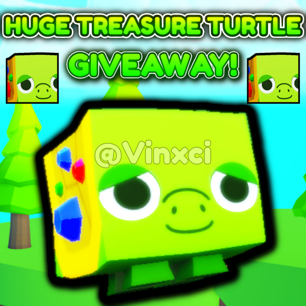 💎HUGE TREASURE TURTLE GIVEAWAY!🪙

🎉To Enter:

👍Follow <a href="/Vinxciiiii/">Vinxci</a> 
❤️Like the tweet
🌟Retweet!
🥳Reply with Roblox Username!

📅Giveaway ends in 3 days! (7/27/24)
#PetSimulator99 #petsim99 #PS99 #petsim #PetSimulator #petsimx #roblox #PetSimulator99Giveaways