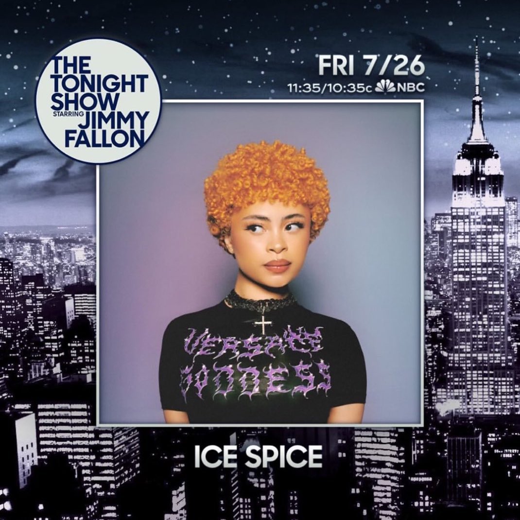 Pop Tingz on X: Ice Spice will be on The Tonight Show with Jimmy Fallon  this Friday t.co87jbYn9fBJ  X