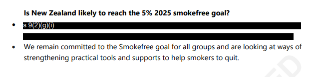 isaac_davison's tweet image. Pretty bizarre redaction in the smoking repeal background docs. Assume the answer was too frank