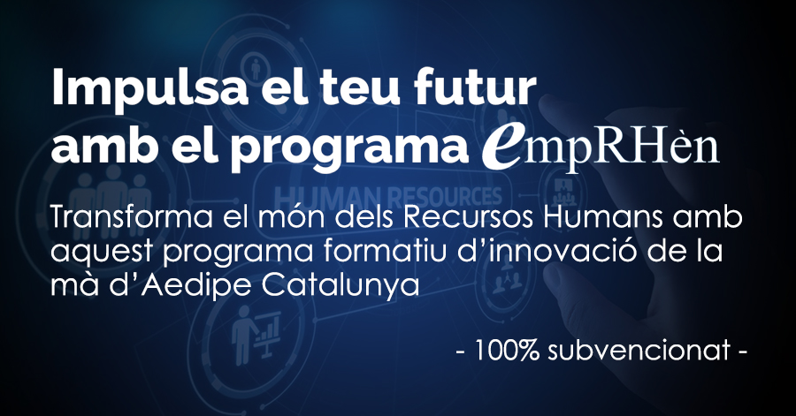 Vols accedir a un programa formatiu 100% subvencionat, per impulsar projectes de base tecnològica en l’àmbit dels #RRHH?
<a href="/AedipeCatalunya/">AedipeCatalunya</a> llença empRHèn 2024
Adquireix coneixements aplicables al teu projecte de futur amb un complet programa formatiu.
bit.ly/empRHen24