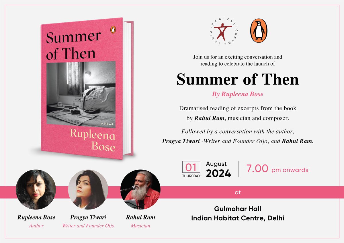 papercheesecake's tweet photo. Wonderful Delhi People! Do come for this. Rahul Ram will do a dramatized reading from 'Summer of Then' along with a conversation with Pragya Tiwari, Rahul Ram and I on Thursday, August 1st, Gulmohar, Habitat. @PragyaTiwari @indiahabitat @PenguinIndia #summerofthen https://t.co/qs1DgZurPw