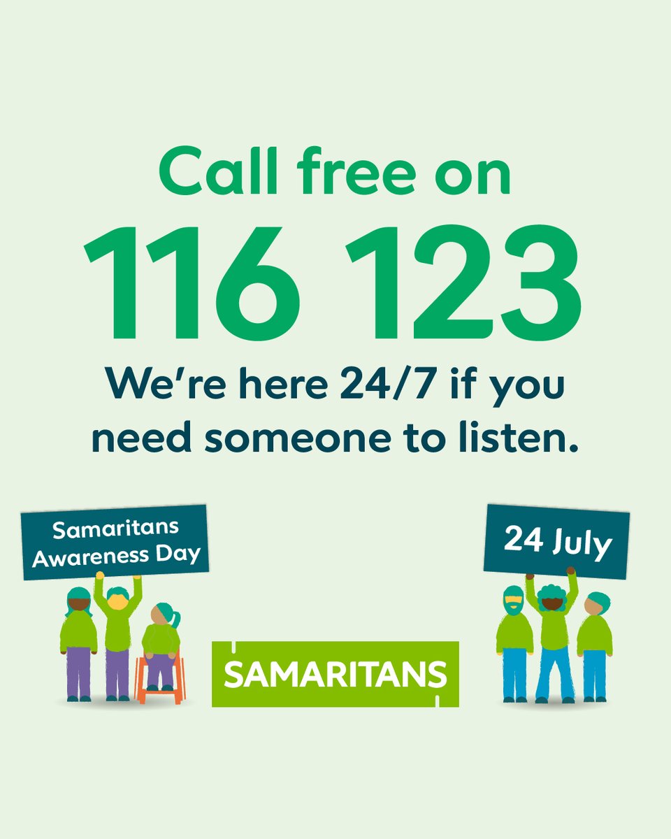 SamaritansScot's tweet image. 📅 Today is #SamaritansAwarenessDay

Share this post &amp;amp; help us reach someone who might need to know that we're here! 💚