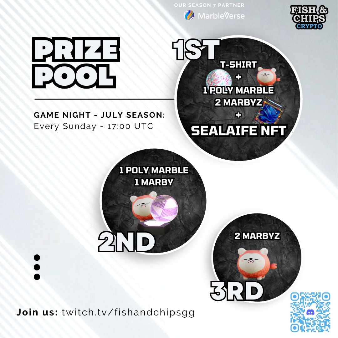 Don't forget what you're playing for when your marbles race down the tracks during our Game Night events! 

Season 7 is not over yet and our amazing partner <a href="/marbleverse_io/">MarbleVerse ✌️🌏 On the Market</a> has gifted us some cool NFTs you can use on their platform! 

👉Check it out: marbleverse.io

#NFT