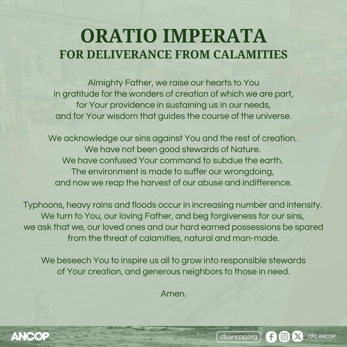 cfc_ancop_'s tweet photo. Let us pray the #OratioImperata for Deliverance from Calamities, especially from Typhoon #CarinaPH🙏🏻 https://t.co/cWihuju3tP