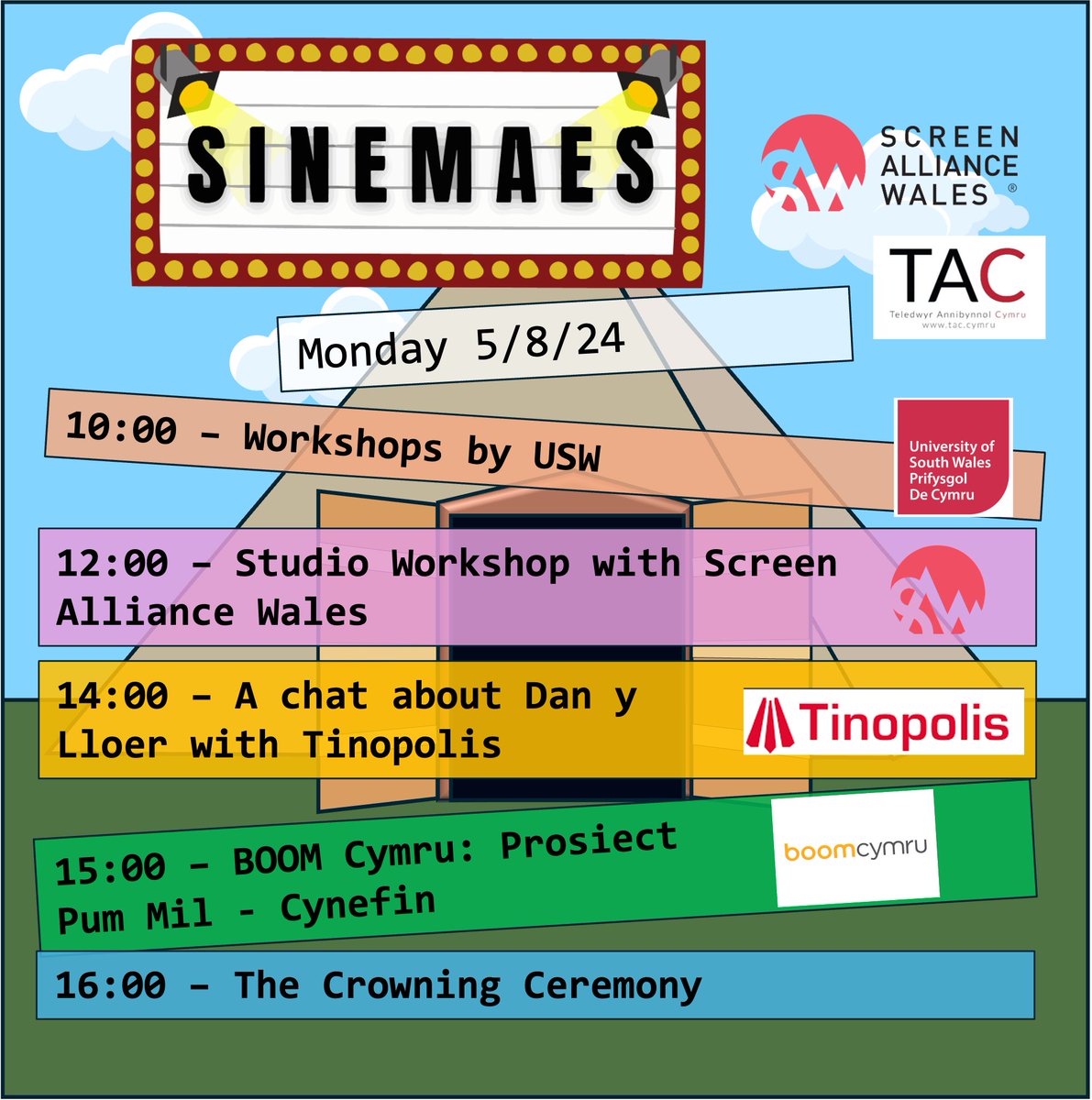 ScreenAllianceW's tweet photo. Beth sy'n digwydd Dydd LLun yr @eisteddfod yn #Sinemaes? Ble i gychwyn?

What's happening on the Monday of the Eisteddfod at Sinemaes? Where to start? https://t.co/OIB1soxCmk