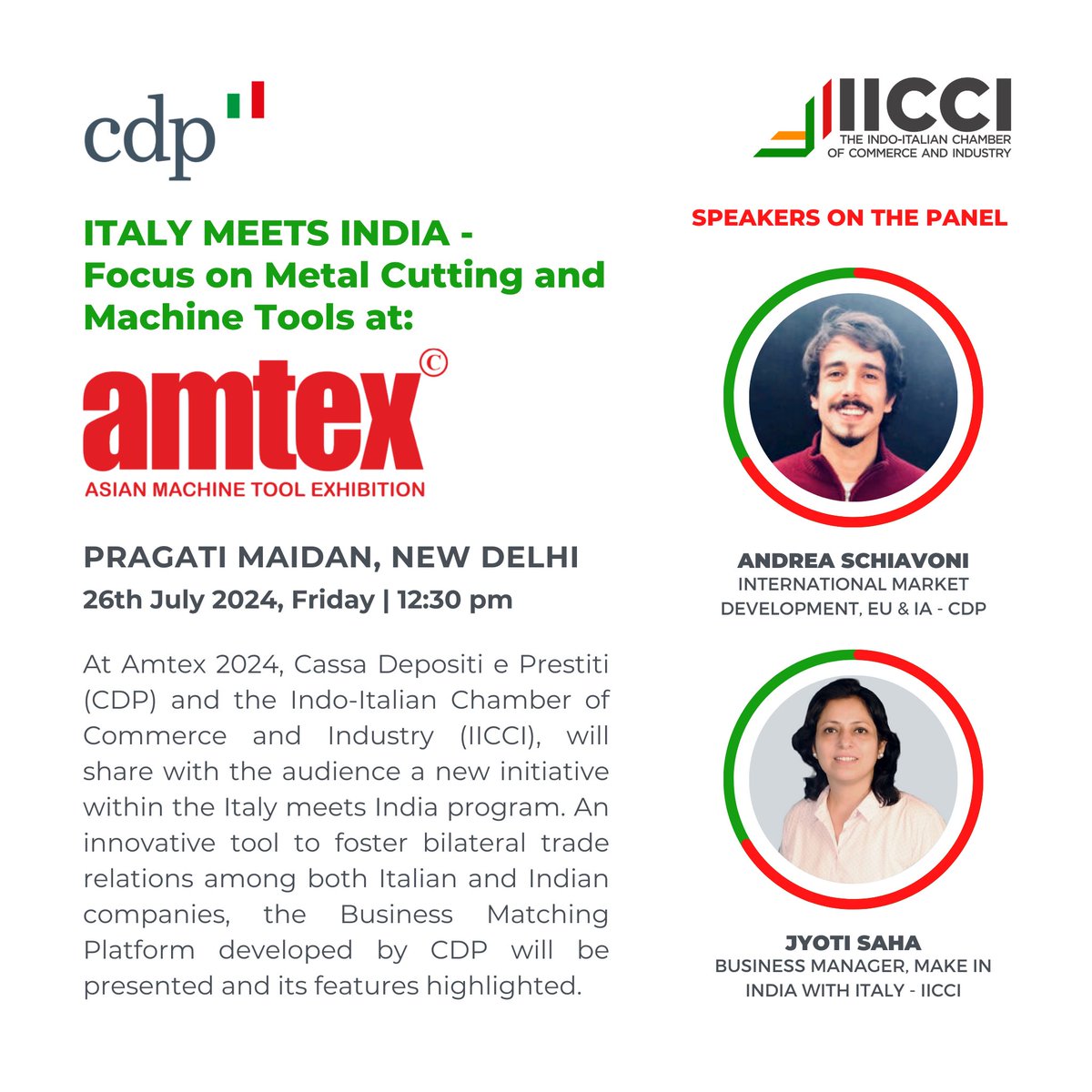 IndiaItaly's tweet photo. Join us at AMTEX- Asian Machine Tool Exhibition  2024 on 26th July at Pragati Maidan, New Delhi, for a thought-provoking panel discussion, "Italy Meets India: Focus on Metal Cutting and Machine Tools." In collaboration with @GruppoCDP and @IndiaItaly

#amtex2024 https://t.co/KAd16KrMIy