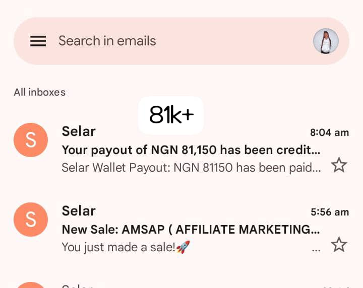 Over 81k made in a day and you are still procastinating 😫If people's lives are 
changing because they choose to learn a digital skill,why do you think your own life will be an exception if you learn that same skill &amp; replicate that same process? Affiliate Marketing to the world