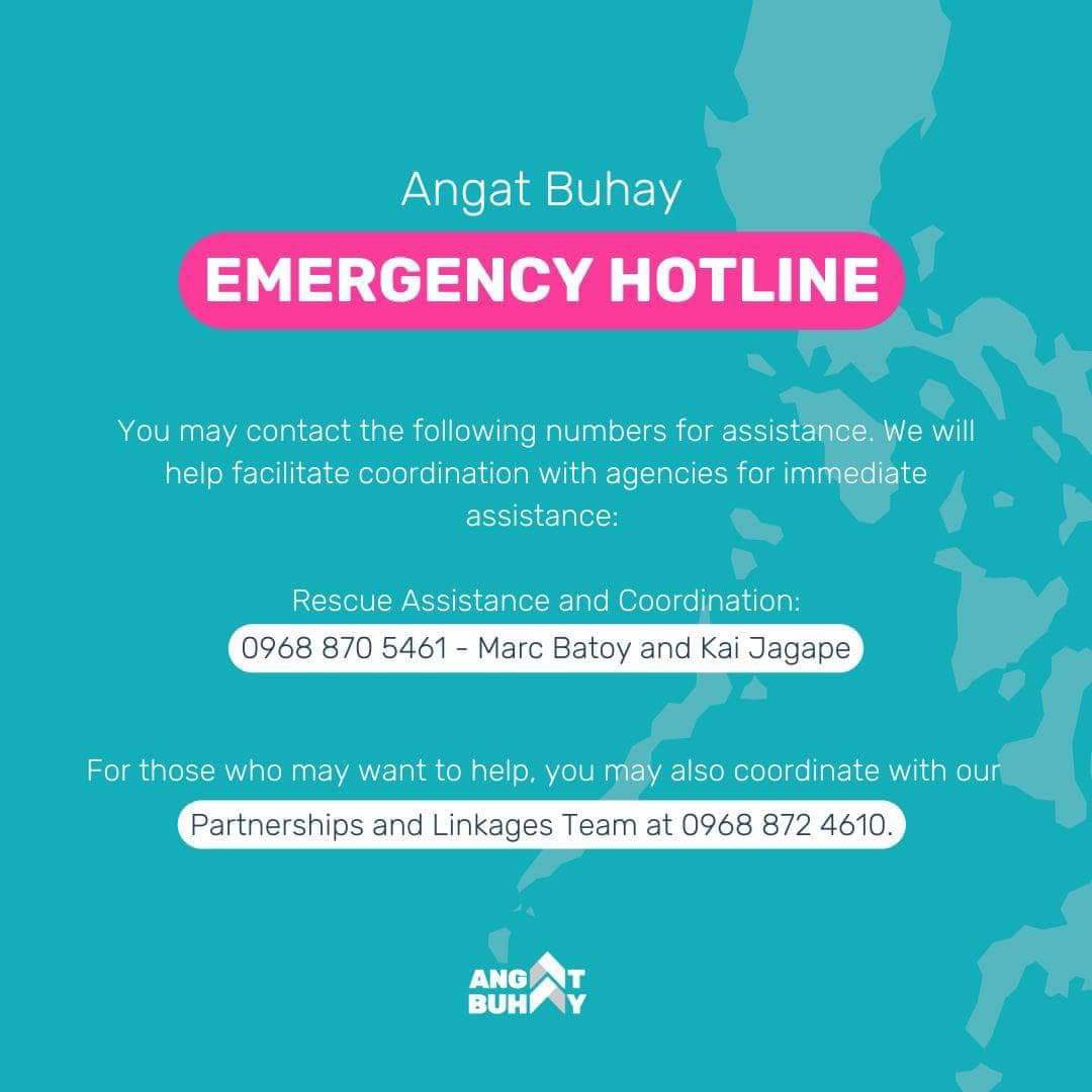 kyeownui's tweet photo. • Angat Buhay numbers for assistance 

Rescue Assistance and Coordination:
0968 870 5461 - Marc Batoy and Kai Jagape

For those who may want to help, you may also coordinate with our Partnerships and Linkages Team at 0968 872 4610. https://t.co/46RgHF6Tfl