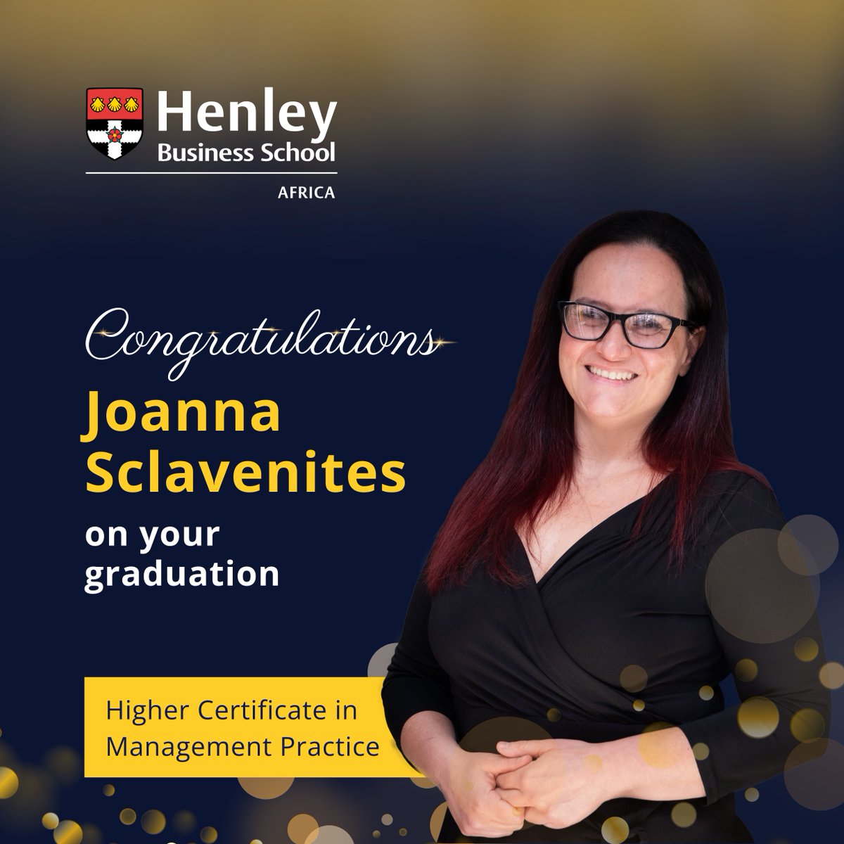 HenleyAfrica's tweet image. 🎓🎉Congrats, Joanna Sclavenites, on your graduation from our LIFT! Higher Certificate in Management Practice. A project manager at Henley, Joanna plays a critical role in helping us deliver our programmes without a hitch. We’re so proud of her! #GradWeek #HenleyAfricaGraduation