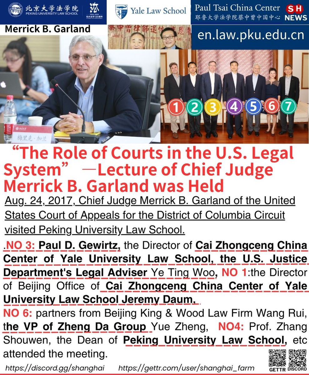 SHNewsSH's tweet photo. Aug 24, 2017, Chief Judge Merrick B. Garland of the United States Court of Appeals for the District of Columbia Circuit visited Peking University Law School in China.
#SHnews
#美国上海农场
#merrickbgarland https://t.co/KC4y1vYlZe