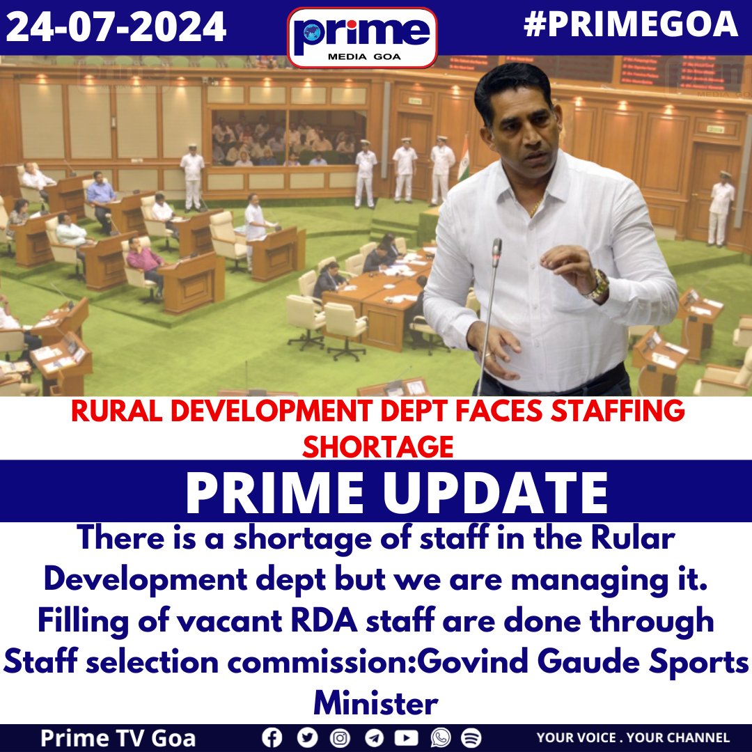 PrimeTVGoa's tweet image. Rural Development Dept Faces Staffing Shortage.

#shortage #staff #devolopment #vaccancy #staffselection