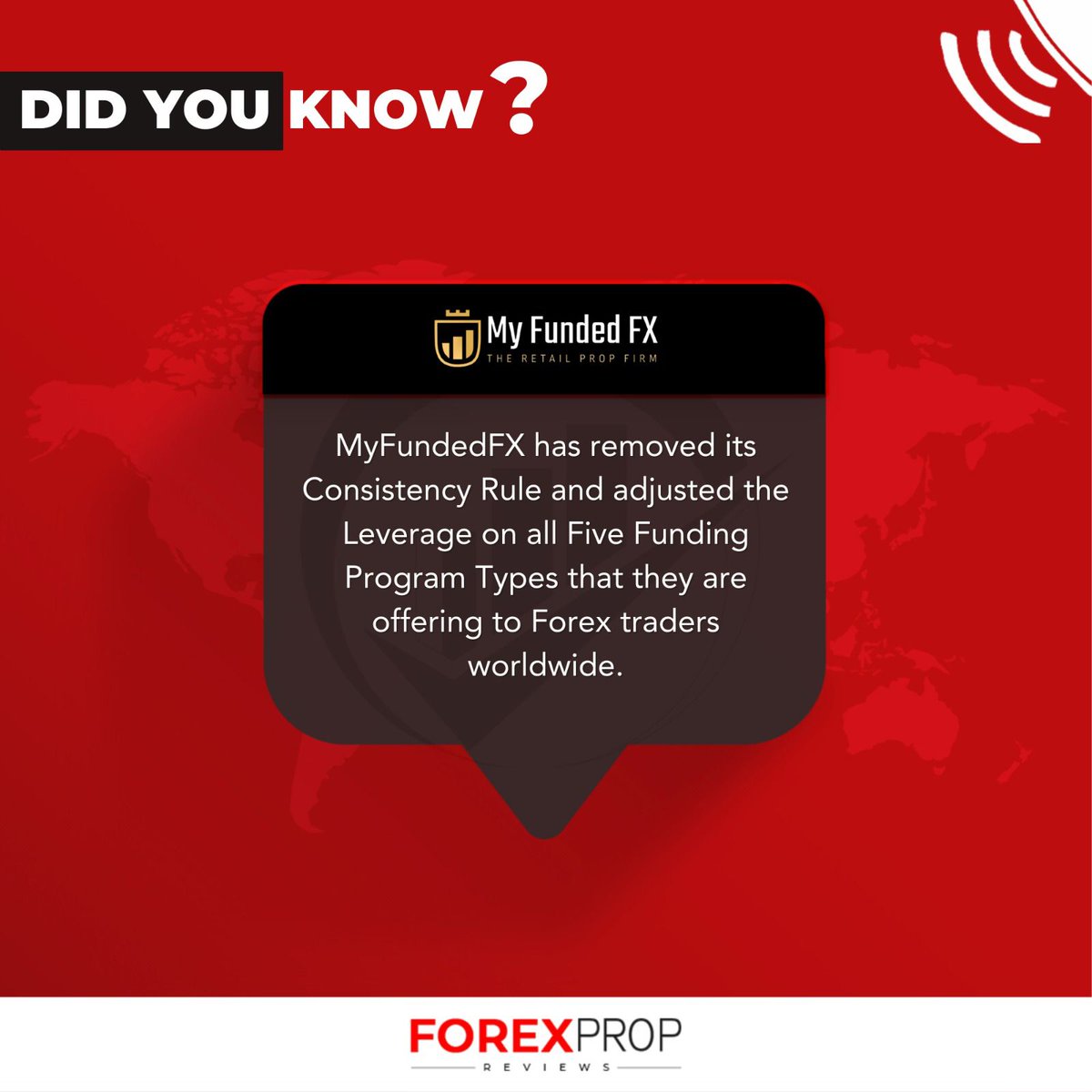 fxpropreviews's tweet photo. Did you know? MyFundedFX has removed its Consistency Rule and adjusted the Leverage on all Five Funding Program Types that they are offering to Forex traders worldwide.
#PropFirms #ForexPropReviews #MyFundedFX #DidYouKnow #FundingProgram https://t.co/ykLQ8Gdnz5