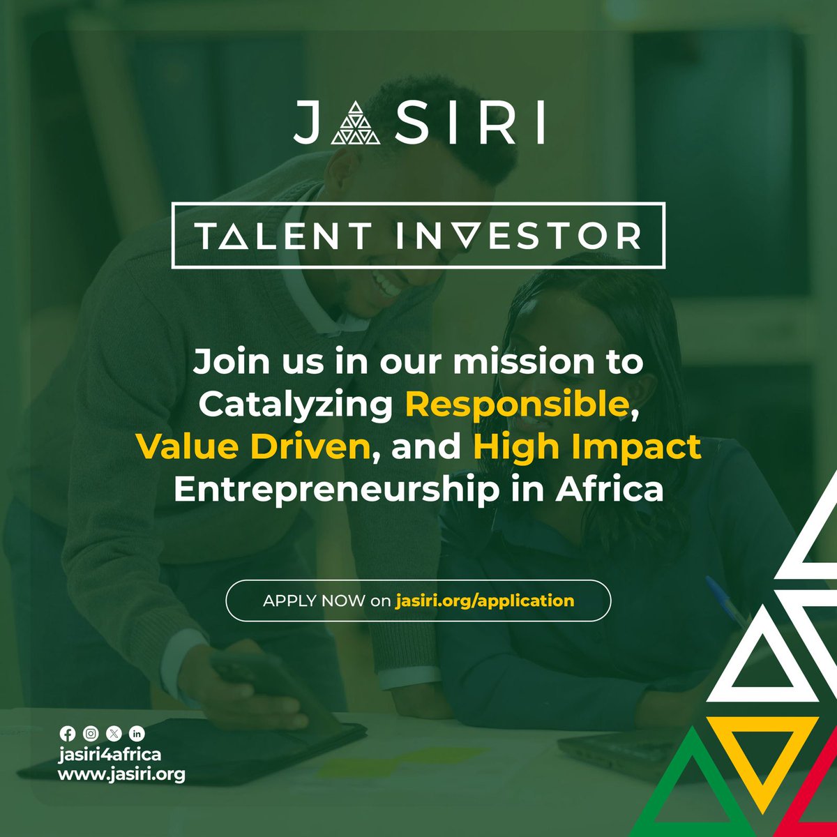 Jasiri4Africa's tweet photo. "We are convinced that the biggest challenge facing the continent is youth unemployment, and that focused support of entrepreneurship will have the greatest leverage for ensuring meaningful employment. We intend to pursue a long-term strategy of developing exceptional and responsible entrepreneurs," Anthony Farr, Group CEO of Allan & Gill Gray Philanthropies in Africa.

Apply now for Cohort 7 at https://t.co/6l0fQO1dZu!

#Jasiri4Africa