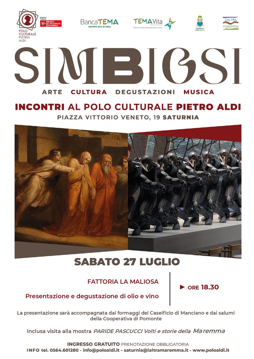Polopietroaldi's tweet photo. 𝑰𝒏 𝑺𝑰𝑴𝑩𝑰𝑶𝑺𝑰 𝒕𝒓𝒂 #𝑨𝑹𝑻𝑬, #𝑪𝑼𝑳𝑻𝑼𝑹𝑨, #𝑫𝑬𝑮𝑼𝑺𝑻𝑨𝒁𝑰𝑶𝑵𝑰 𝒆 #𝑴𝑼𝑺𝑰𝑪𝑨

𝘀𝗮𝗯𝗮𝘁𝗼 #𝟮𝟳𝗹𝘂𝗴𝗹𝗶𝗼 ore 18.30

𝗙𝗔𝗧𝗧𝗢𝗥𝗜𝗔 𝗟𝗔 𝗠𝗔𝗟𝗜𝗢𝗦𝗔 Presentazione e degustazione di olio e vino 

#saturnia Polo Aldi

👇 https://t.co/vZISUkOkUE