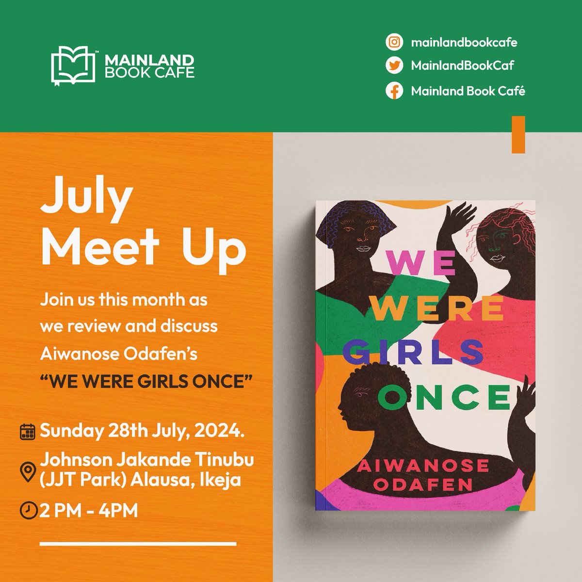 It's this Sunday 😁 

Join us as we share insights on the book "We Were Girls Once" by Aiwanose Odafen in our July meetup.