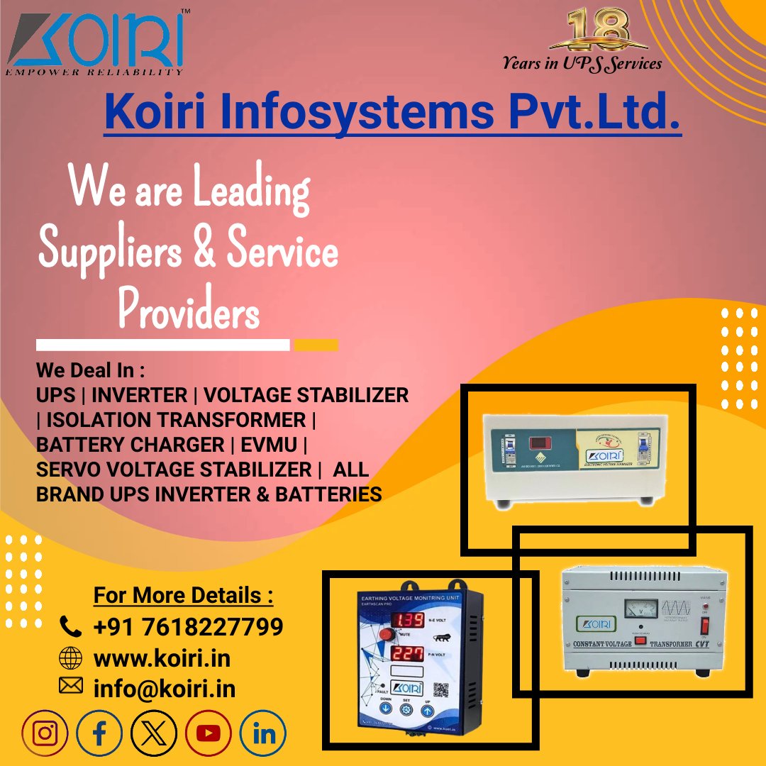 JdmPvt's tweet image. At KOIRI, we stand at the forefront of innovation, redefining the landscape of power solutions. Our commitment is simple yet profound: to empower individuals and businesses with seamless, reliable, and efficient power. 
#koiriups
#evmu
#VoltageStabilizer
#ChampionsTrophy2025