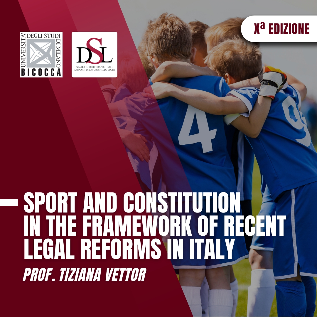 Master Diritto Sport (@masterdsl) on Twitter photo Disponibile online il nuovo saggio della Prof. <a href="/TizianaVettor/">Tiziana Vettor</a> , Direttrice del Master, dal titolo "Sport and Constitution in the framework of recent legal reforms in Italy".
È possibile consultare e scaricare il saggio a questo link: illej.unibo.it/article/view/1…
<a href="/unimib/">Università degli Studi di Milano-Bicocca</a> Disponibile online il nuovo saggio della Prof. <a href="/TizianaVettor/">Tiziana Vettor</a> , Direttrice del Master, dal titolo "Sport and Constitution in the framework of recent legal reforms in Italy".
È possibile consultare e scaricare il saggio a questo link: illej.unibo.it/article/view/1…
<a href="/unimib/">Università degli Studi di Milano-Bicocca</a>