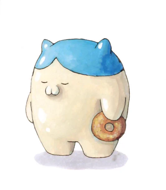 ハチワレ荒巻スカルチノフ  #荒巻スカルチノフ #イラスト #ドーナツ