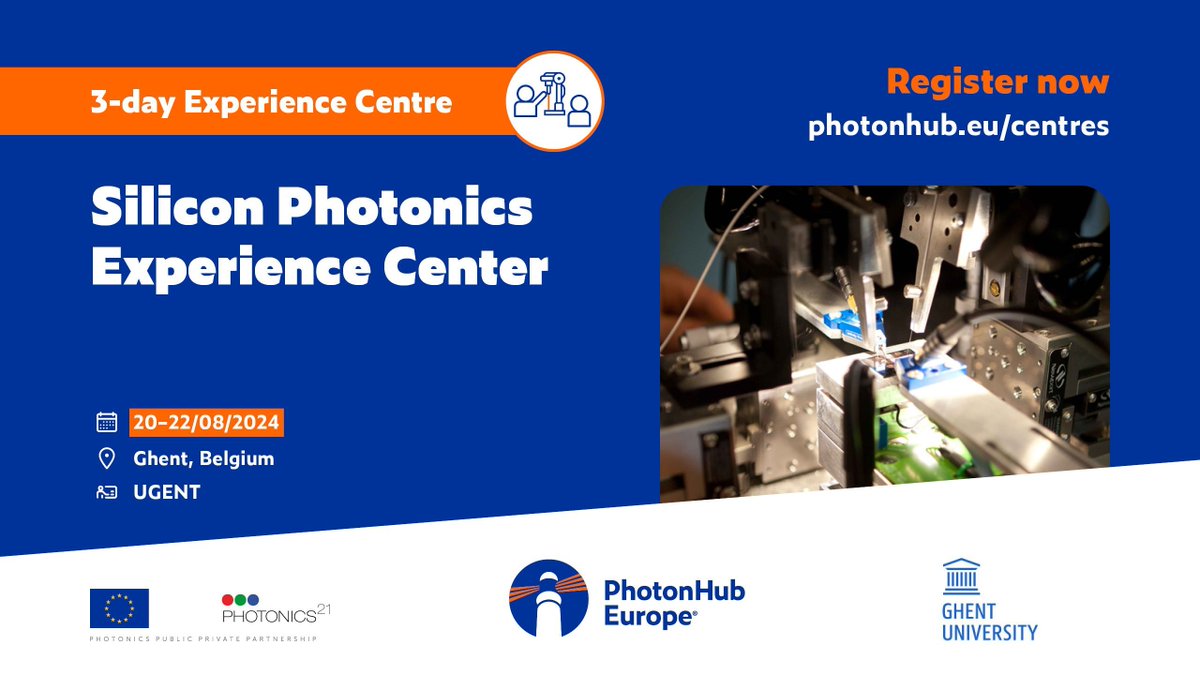 PhotonHub (@photonhub) on Twitter photo 📢 <a href="/PhotonicsUGent/">Photonics UGent</a> is organising a 3-day #PhotonHub Experience Centre about Silicon Photonics.
📅 20–22 August 2024
📍 Ghent, Belgium
👉 buff.ly/4cP7uzh 📢 <a href="/PhotonicsUGent/">Photonics UGent</a> is organising a 3-day #PhotonHub Experience Centre about Silicon Photonics.
📅 20–22 August 2024
📍 Ghent, Belgium
👉 buff.ly/4cP7uzh