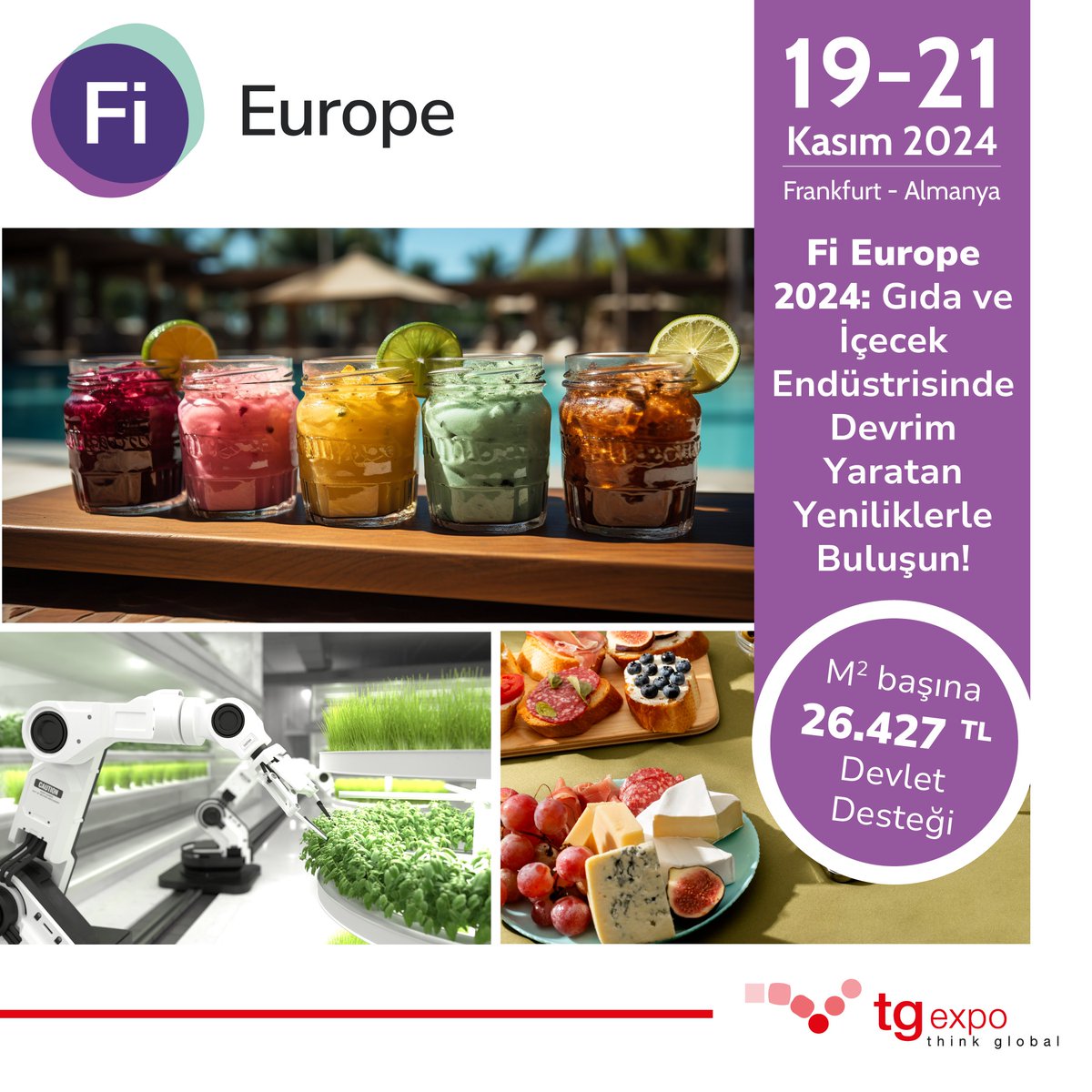 Fi Europe 19-21 Kasım 2024'te Frankfurt'ta! 

1.500+ firma ve 25.000+ ziyaretçiyle buluşun!

📅 19-21 Kasım 2024 
 📍   Frankfurt, Almanya

🔗 Katılımcı olun: tgexpo.com/en/be-an-exhib…

#Tgexpo #FiEurope #Frankfurt #Yiyecek #İçecek #GıdaBileşenleri #FiEuropeExpo #Fuar