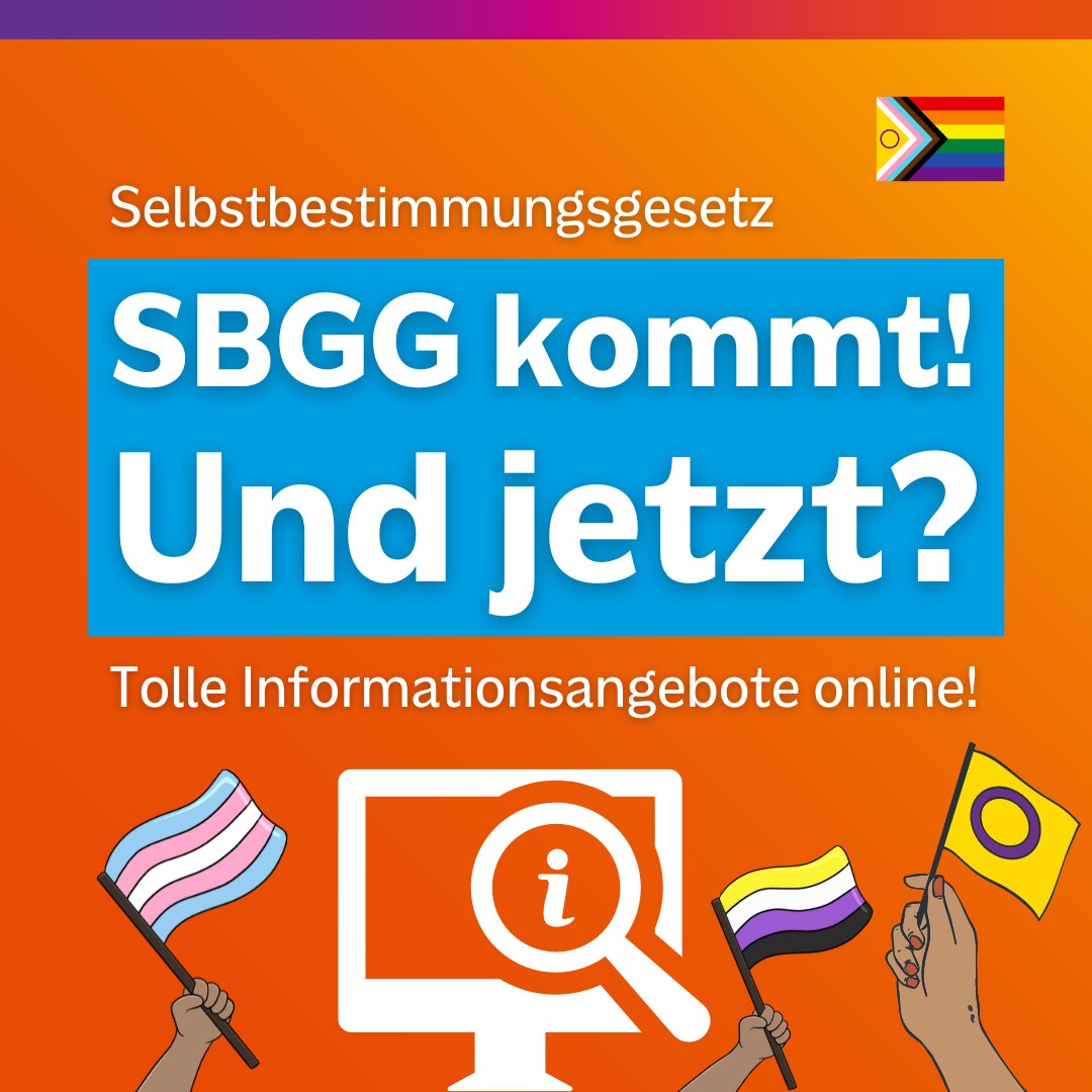 Am 1.11. ist es soweit: Das #Selbstbestimmungsgesetz tritt in Kraft. Was wir jetzt z.B. zur #Antragstellung oder auch Vorgaben der Standesämter wissen sollten - das gibt es beim #Community-Angebot unter 
➡️sbgg.info
Oder bei <a href="/queer_de/">queer.de</a>: 
➡️queer.de/detail.php?art…