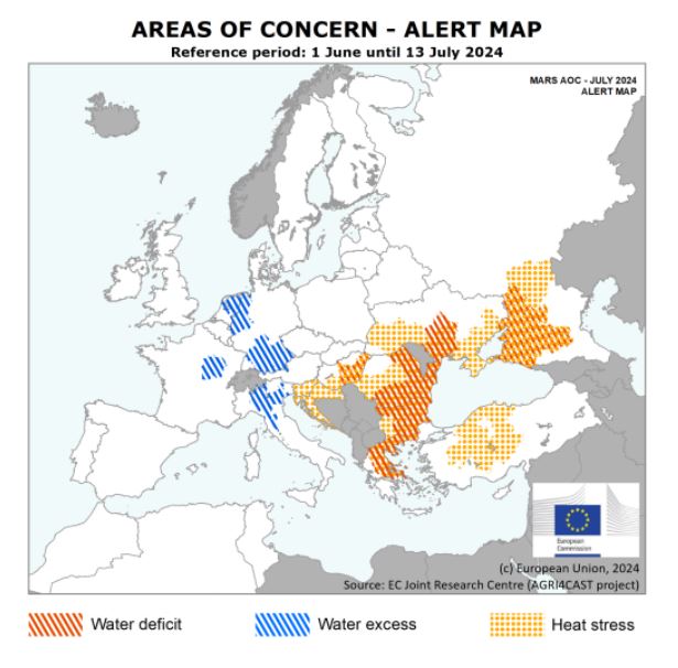 ⬇️Revised downward sunflowers🌻, grain maize🌽, field peas. slightly upwards spring barley, durum wheat. The main reasons for the lowered yield expectations are hot🌞☀️ and dry conditions in south-eastern Europe 🇪🇺joint-research-centre.ec.europa.eu/monitoring-agr…