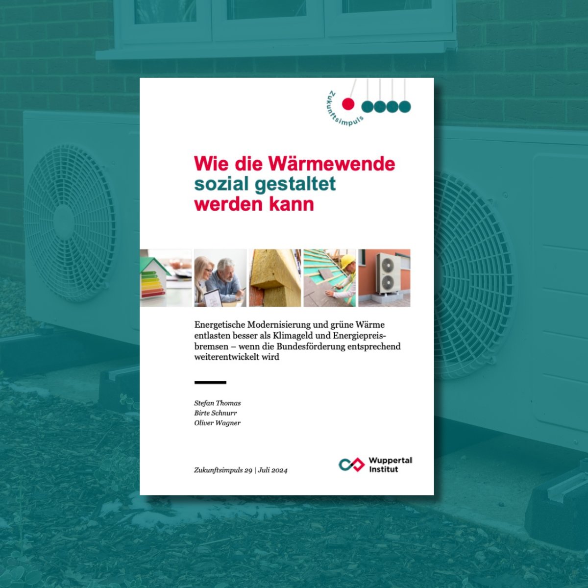 Wupperinst's tweet photo. Wie wird die #Wärmewende sozial gerecht? Neuer #Zukunftsimpuls: Energetische Modernisierung &amp; grüne Wärme entlasten besser als #Klimageld und Energiepreisbremsen. Dafür braucht es den 20%-Speed-Bonus für Wärmepumpen kurzfristig auch für  Mietwohnungen
➡️https://t.co/XSGHkkz6tP https://t.co/n4NCJ5Hfwz