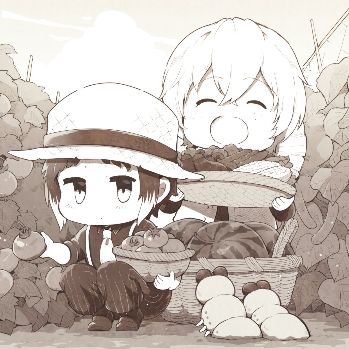 文豪ストレイドッグスBEASTのやつがれ君とけんちゃん。 夏はスイカやト