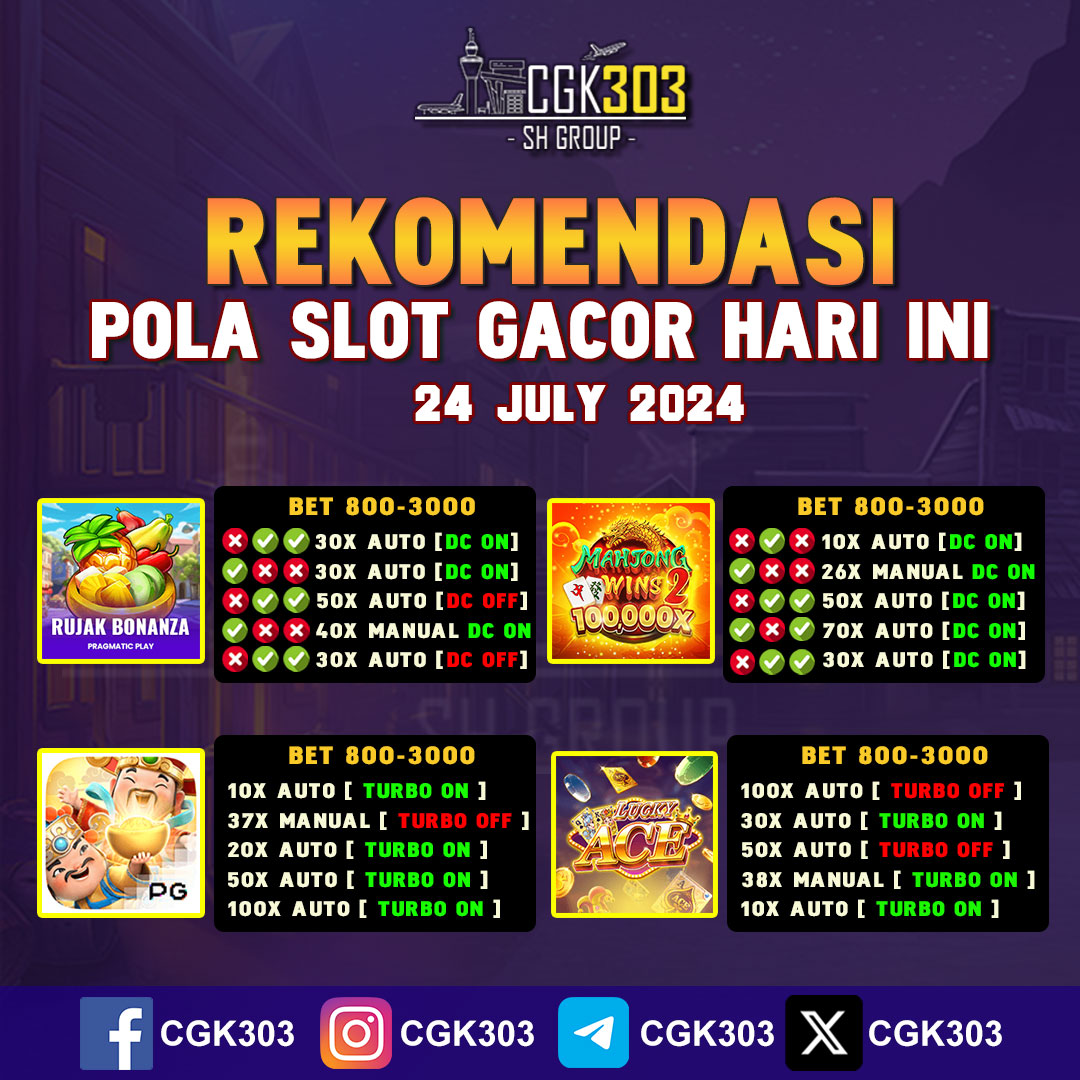 CGK303's tweet photo. Pola Slot Gacor Hari Ini 24 July 2024!
Check Polanya Hanya di CGK303

Bergabung sekarang dan rasakan kemenangan bersama CGK303

Join Now https://t.co/N1aYSfh6U7

#cgk303 #slotgacorhariini #polagacorhariini #polaslotgacorhariini #pragmatic #pgsoft #habanero #bonus100 #bocoranslot https://t.co/lryL5a9zgw