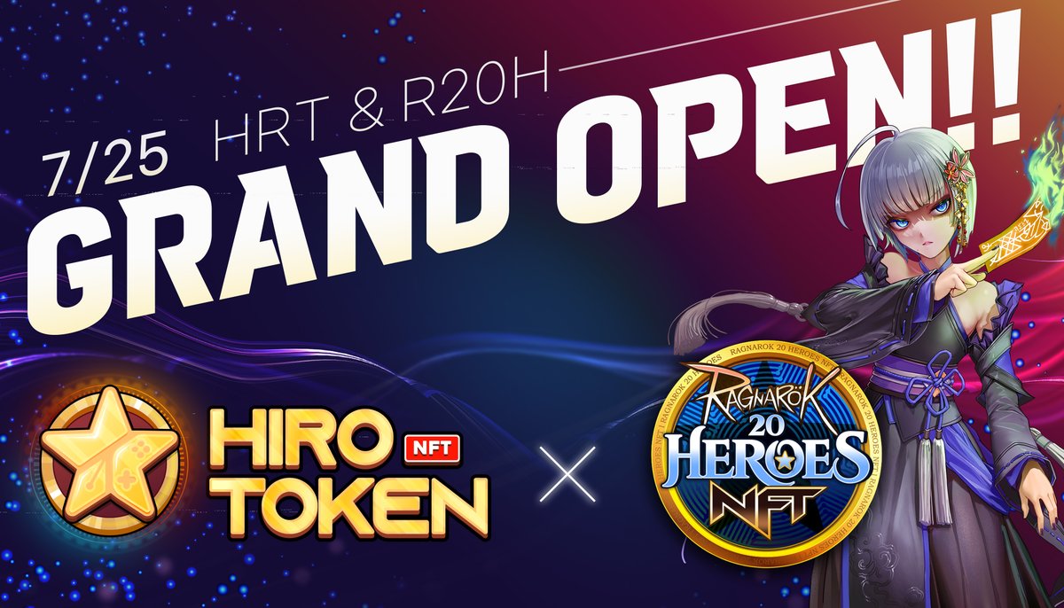 Hiro_Token's tweet photo. 🌟HRT x Ragnarok 20 Heroes NFT 🌟
GRAND OPEN
25. July 2024
Free Offering: #HRT #Hiro_Token
🗓️Subscription: 5:00am, July 23-July 25 (UTC)
⏰Trading Starts: 9:00am, July 25 (UTC)
Claim NOW: https://t.co/QMyLyyAqtR
Details: https://t.co/KtfO01zAyu
#Ragnarok20Heroes #mobilegame #GateioStartup #AirDrop #HIRO