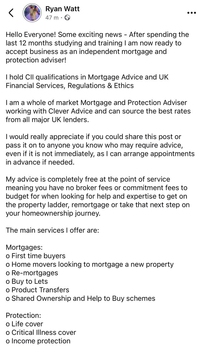RyanWatt93's tweet photo. Any likes/shares/follows would be appreciated

Please don’t hesitate to get in touch if you’re looking to get on the property ladder, are worried about a fixed rate deal coming to an end or looking to take the next step on your homeownership journey🙏

https://t.co/TBkyvPcYpV https://t.co/MCeiaYirew