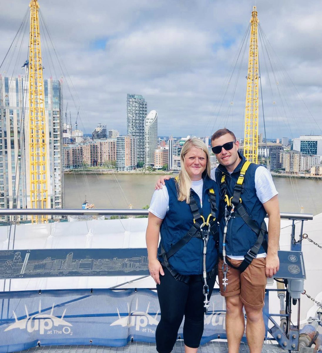 BromptonSupport's tweet photo. An incredible £6870 was raised by our amazing patients, families and supporters who were @UpatTheO2 at the weekend. Our heartfelt thanks go to all of our climbers for their fantastic fundraising for our charity. Here are some of the pics from the day.❤️💙
#TeamBrompton #UpAtTheO2 https://t.co/5W3teBLxqQ