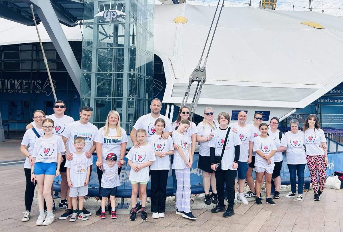 BromptonSupport's tweet photo. An incredible £6870 was raised by our amazing patients, families and supporters who were @UpatTheO2 at the weekend. Our heartfelt thanks go to all of our climbers for their fantastic fundraising for our charity. Here are some of the pics from the day.❤️💙
#TeamBrompton #UpAtTheO2 https://t.co/5W3teBLxqQ