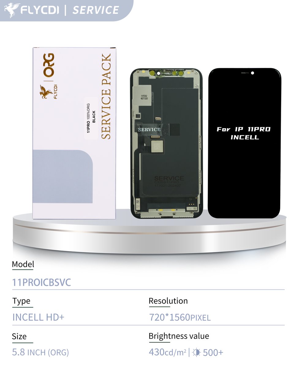 FLYCDI's tweet image. FLYCDI × SERVICE PACK 
New Series Released🔥
For IP 11 Series 
Incell HD+ High Brightness
Order now:
Whatsapp: +86131 2871 0068
Wechat: FLYCDI-LCD 
#iphone #iphone16 #ServicePack #flycdi #lcddisplay #touchscreen