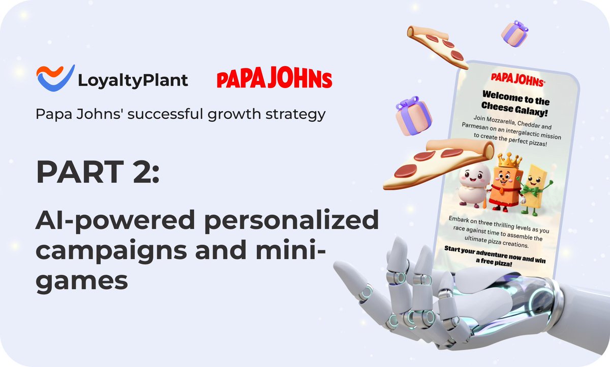 LoyaltyPlant's tweet photo. 🚀 We're thrilled to share Part 2 of our Papa Johns UAE Case Study! 

🎯 The AI campaigns helped achieve a 7% increase in monthly marginal profit from direct online orders
🎮 Engaging Mini-Games: New menu items brought in extra $!

Get all the insights👉https://t.co/aMUWCV4Lck https://t.co/TpI0anr1KL