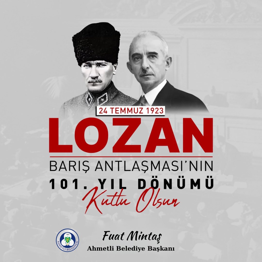 Türkiye Cumhuriyeti’nin kuruluş senedi Lozan Barış Antlaşması’nın 101. yıl dönümü kutlu olsun.

Başta Gazi Mustafa Kemal Atatürk olmak üzere tam bağımsız Türkiye için can veren tüm kahramanlarımızı saygı ve minnetle anıyorum.