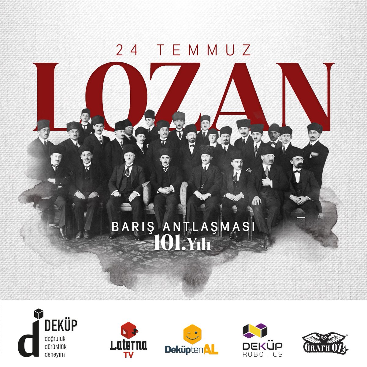 Cumhuriyet’imizin bağımsızlık nişanesi Lozan Antlaşması'nın 101'inci yılını kutluyor; bu başarının mimarı Gazi Mustafa Kemal Atatürk başta olmak üzere, İsmet İnönü'yü ve hem cephede hem de masada bağımsızlık mücadelesi veren tüm kahramanlarımızı saygı ve minnetle anıyoruz.