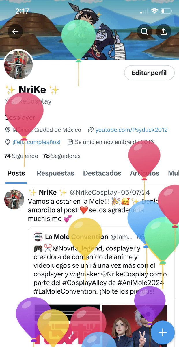 NrikeCosplay's tweet photo. Globitos!! 🎈💕eres grande twitter 👌✨ https://t.co/J1JPGpRL70