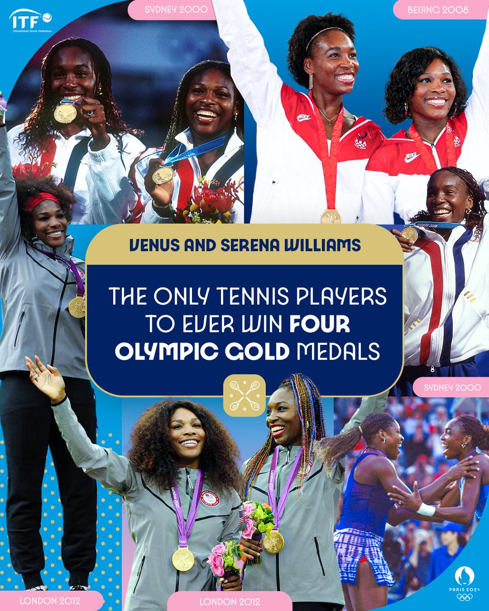 Rising above the rest 🥇🥇🥇🥇

Remembering Serena and Venus' four Olympics gold medal with only two days to go to the #Olympics 🤩

#Paris2024 | #tennis