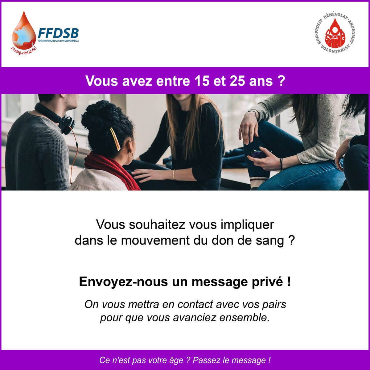 DonSangBenevole's tweet photo. La Fédération lance un appel aux jeunes bonnes volontés s’impliquant dans le don du sang.

#DondeSangBénévole #bénévolepourledondesang #dondeplasma #dondusang #bénévolat #dondesang https://t.co/NQqXk98hTV