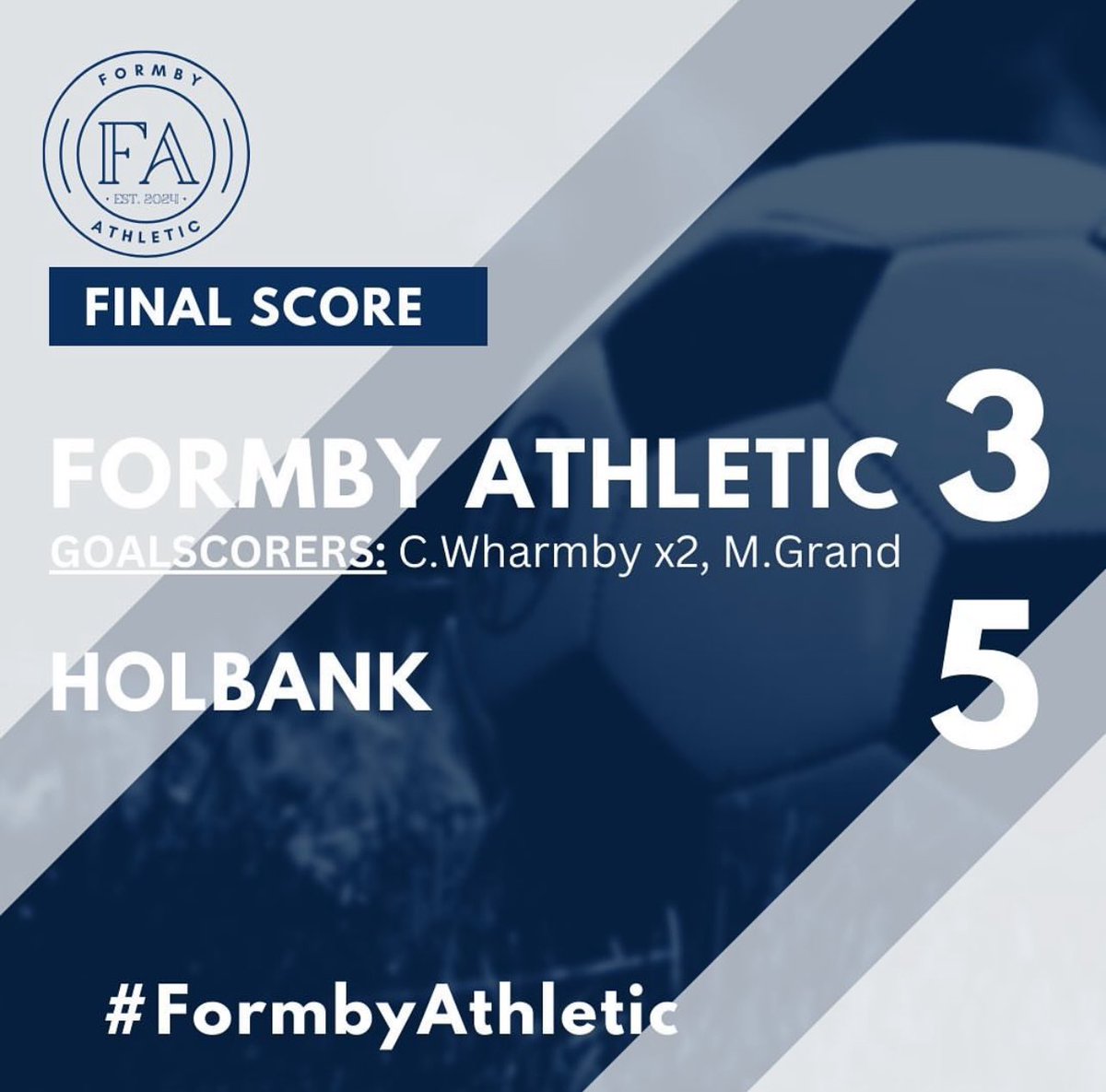 The lads started well but tiredness kicked in with it being their 3rd game in a week and having no goalkeeper ultimately cost us. Well done to holbank who took full advantage, we learn and move on to the next ⚽️
