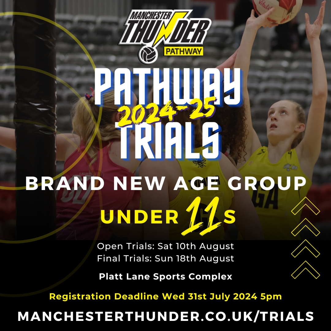 If your child is born between 01/09/13 – 31/08/14 and is going in to year 6 in September, we have a brand 🆕 <a href="/ThunderPathway/">Manchester Thunder Performance Pathway</a> age group - Under 1⃣1⃣s ⚡️

Trial registrations are now open with a sign up deadline of 5pm Wed 31st July so be quick! ⏳

Register here ➡️