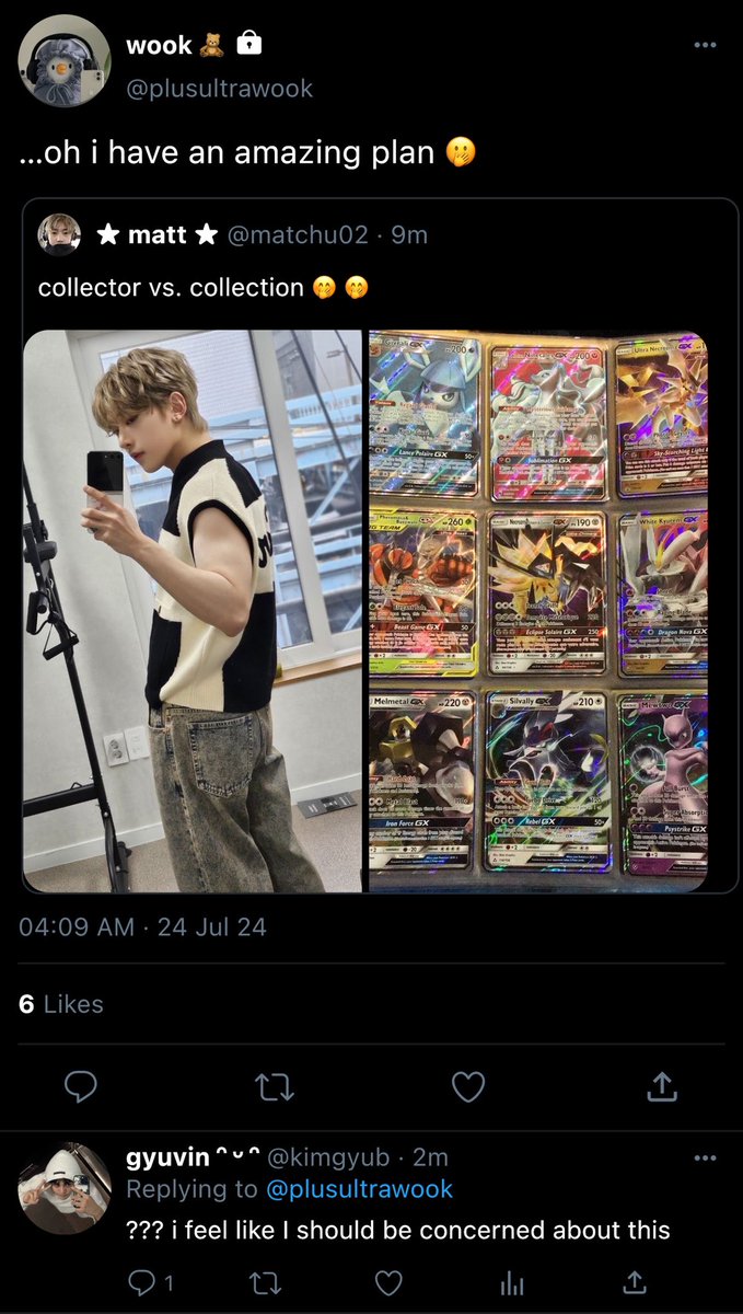 binbokki's tweet photo. • the ultimate game plan •

— #geonmaet // #건맽 mini socmed au

where gw sees a hottie on his timeline and comes up with a fool proof elaborate plan to effectively shoot his shot. insert poor gulliable mtw who only wanted to expand his Pokémon collection https://t.co/ESTUvVNWc2