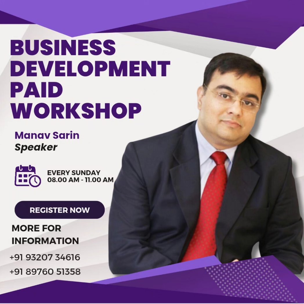 Manavsarin_'s tweet photo. 🌟 Transform Your Business Journey 

Join us every Sunday for a special "Business Development Workshop" with the amazing Manav Sarin🚀 https://t.co/0nbDXsXwSz