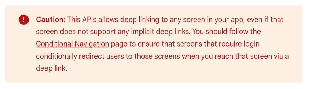 arkann1985's tweet photo. "Android Jetpack Navigation: Deep Links Handling Exploitation"

https://t.co/mo2M1sr8tr

TLDR: If you are using the NavDeepLinkBuilder API, your code may need some changes to prevent unauthorized access to random screens in your app. https://t.co/Jq0PR8uAXC