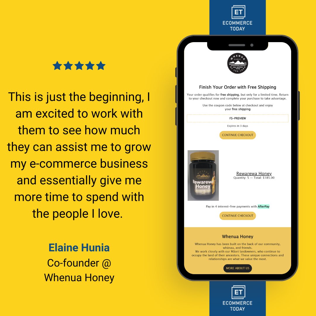 🍯 Whenua Honey Project! 🍯

We're thrilled to launch a new email marketing automations for whenuahoney.co.nz 🐝 Their feedback is amazing.

#EmailMarketing #ClientSuccess #EcommerceToday