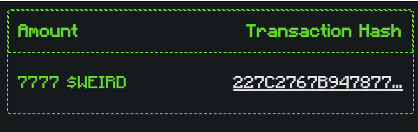s__orion's tweet photo. Today we burned🔥 7,777 tokens, increasing $Weird and $PHMN!
We burn🔥 tokens by buying them back from the pool for project royalties and for rewards for staking Stars🌟

This is all very weird! 🙃 https://t.co/KcRKvvIz4t