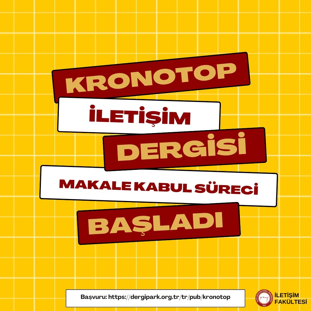 📢Dergimizin Ocak 2025'te yayımlanacak 3. sayısı için makale kabul süreci başlamıştır. 

Başvuru için DergiPark sayfamızı ziyaret edebilirsiniz: dergipark.org.tr/tr/pub/kronotop