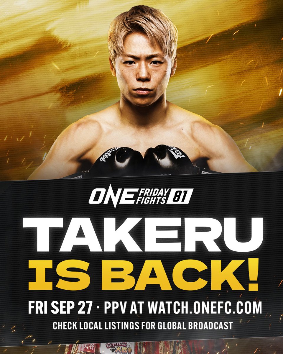 TAKERU'S BACK 🤩 Who do YOU want to see "The Natural Born Crusher" take on at ONE Friday Fights 81 — LIVE on PPV? Stay tuned to our socials for updates 👀 <a href="/takerusegawa/">武尊 takeru</a> 

#ONEFridayFights81